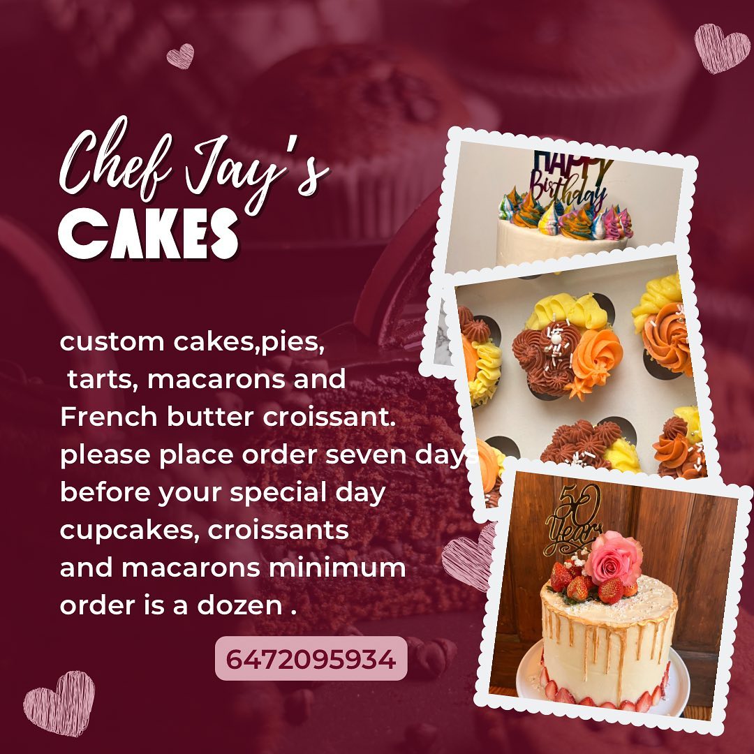 Chef Jay’s cakes Menu