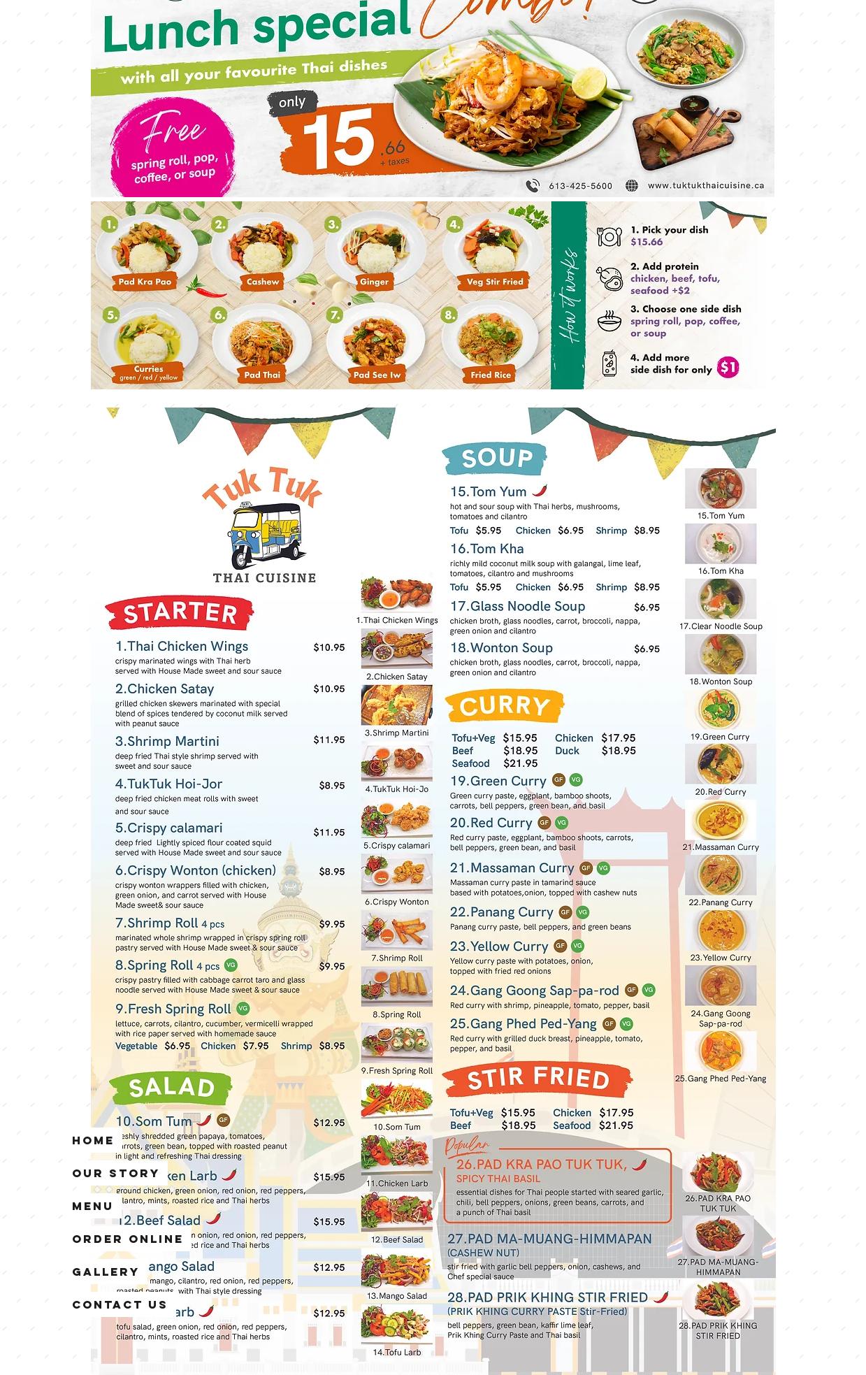 Tuk Tuk Food truck Menu