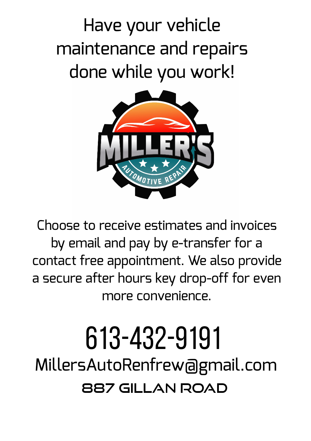 Miller's Automotive Repair 887 Gillan Rd, Renfrew Ontario K7V 3Z4
