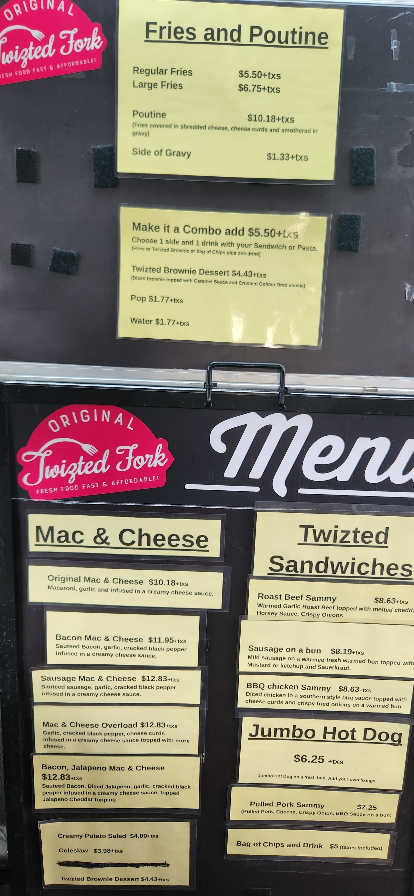 Original Twizted Fork Menu