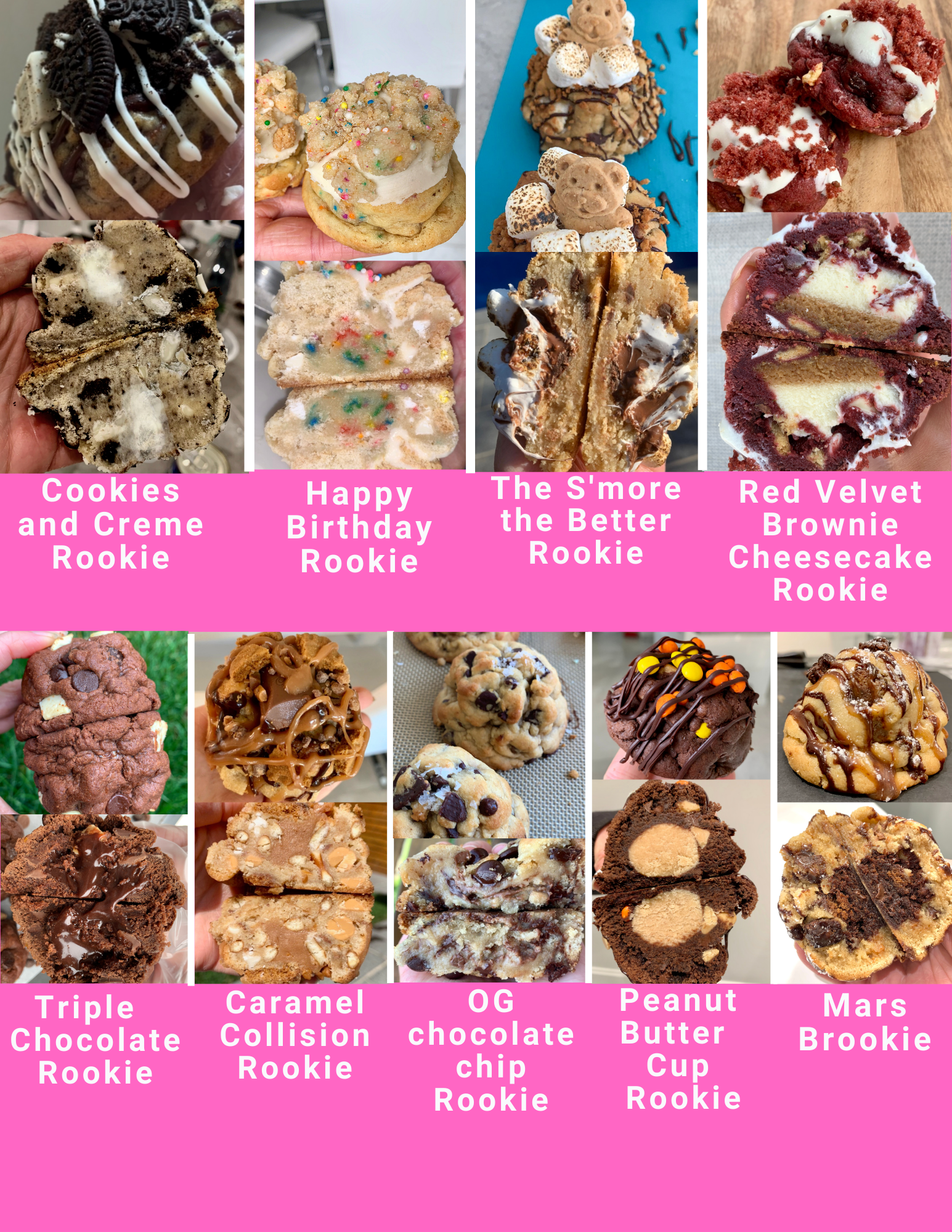 Rachel's Cookies Menu