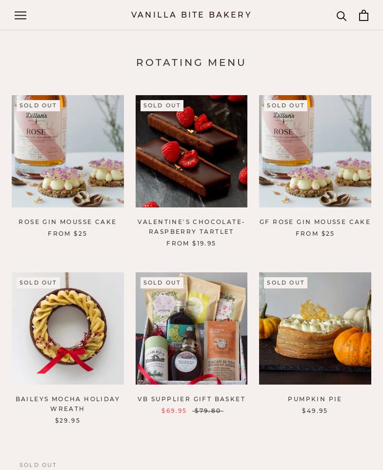 Vanilla Bite Bakery Menu