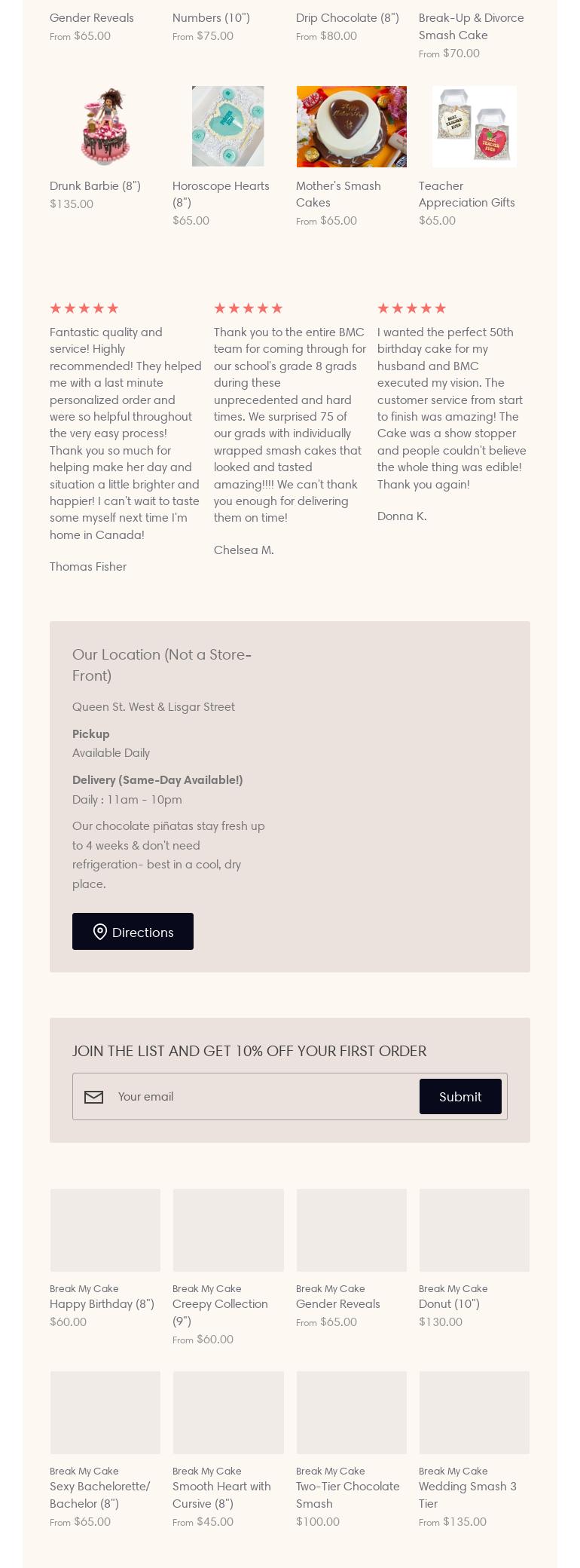 Break My Cake - Chocolate Smash Piñatas Menu