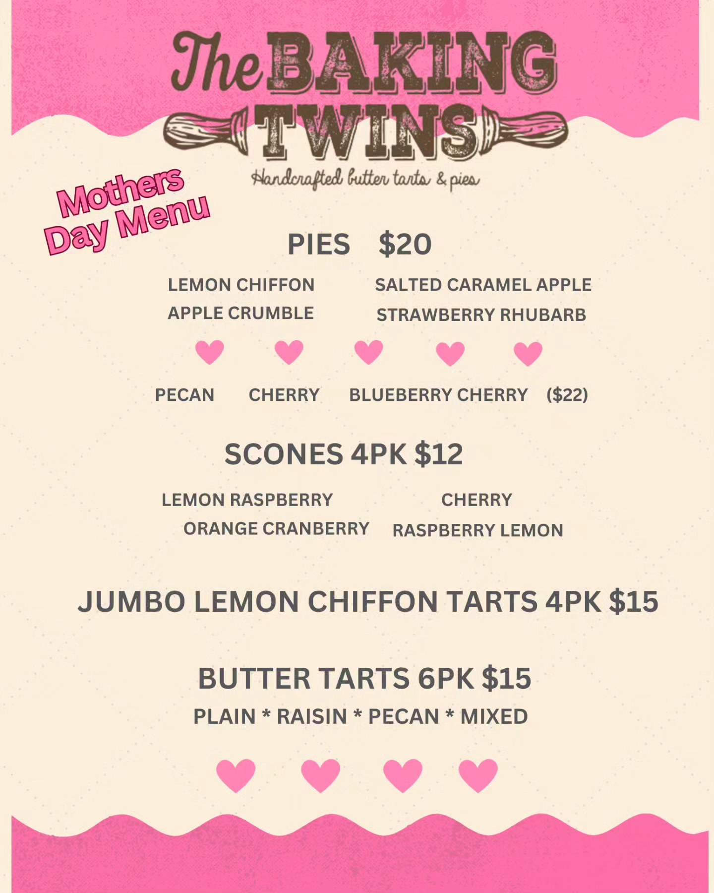 The Baking Twins Menu