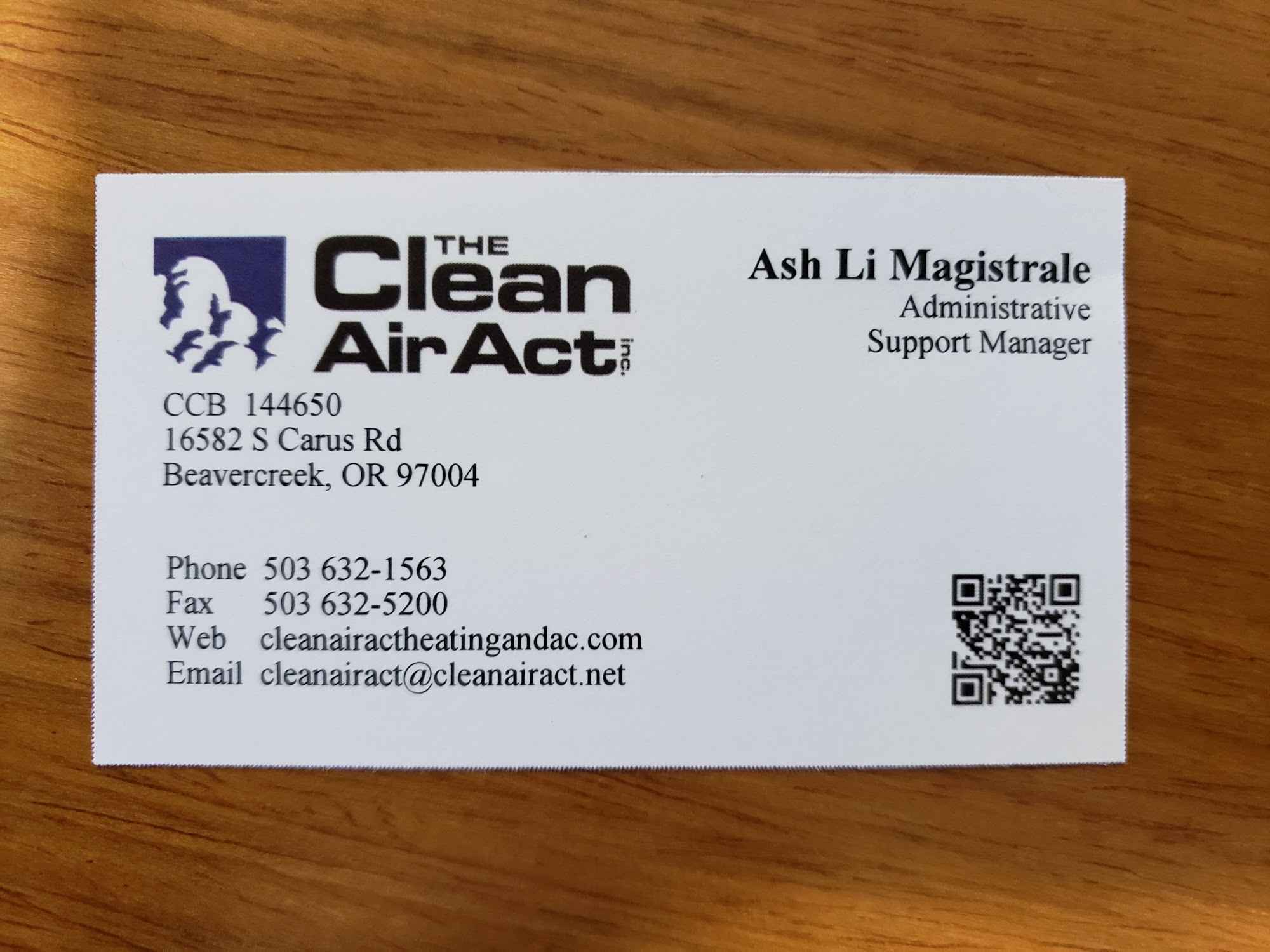 The Clean Air Act, Inc. 16582 S Carus Rd, Beavercreek Oregon 97004