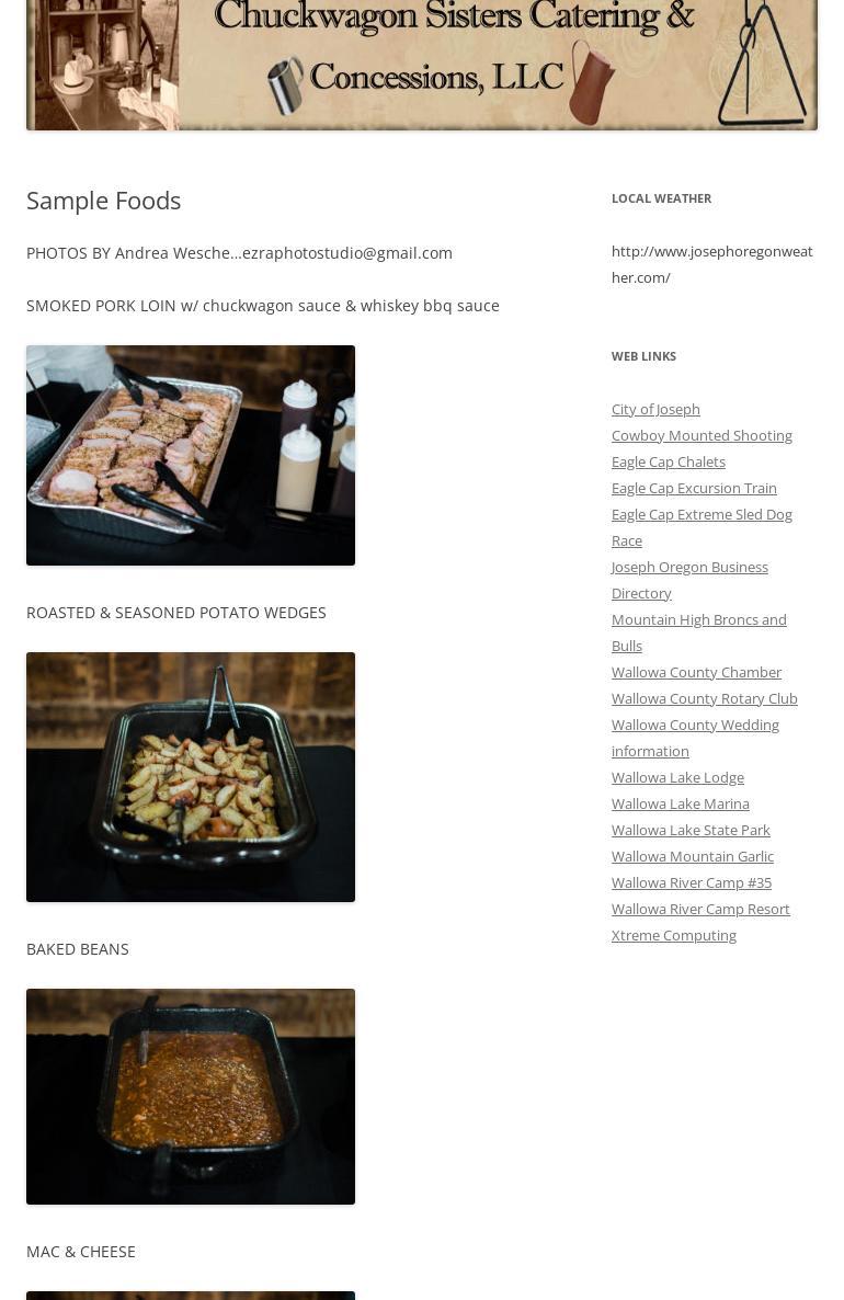 CHUCKWAGON SISTERS Catering Menu