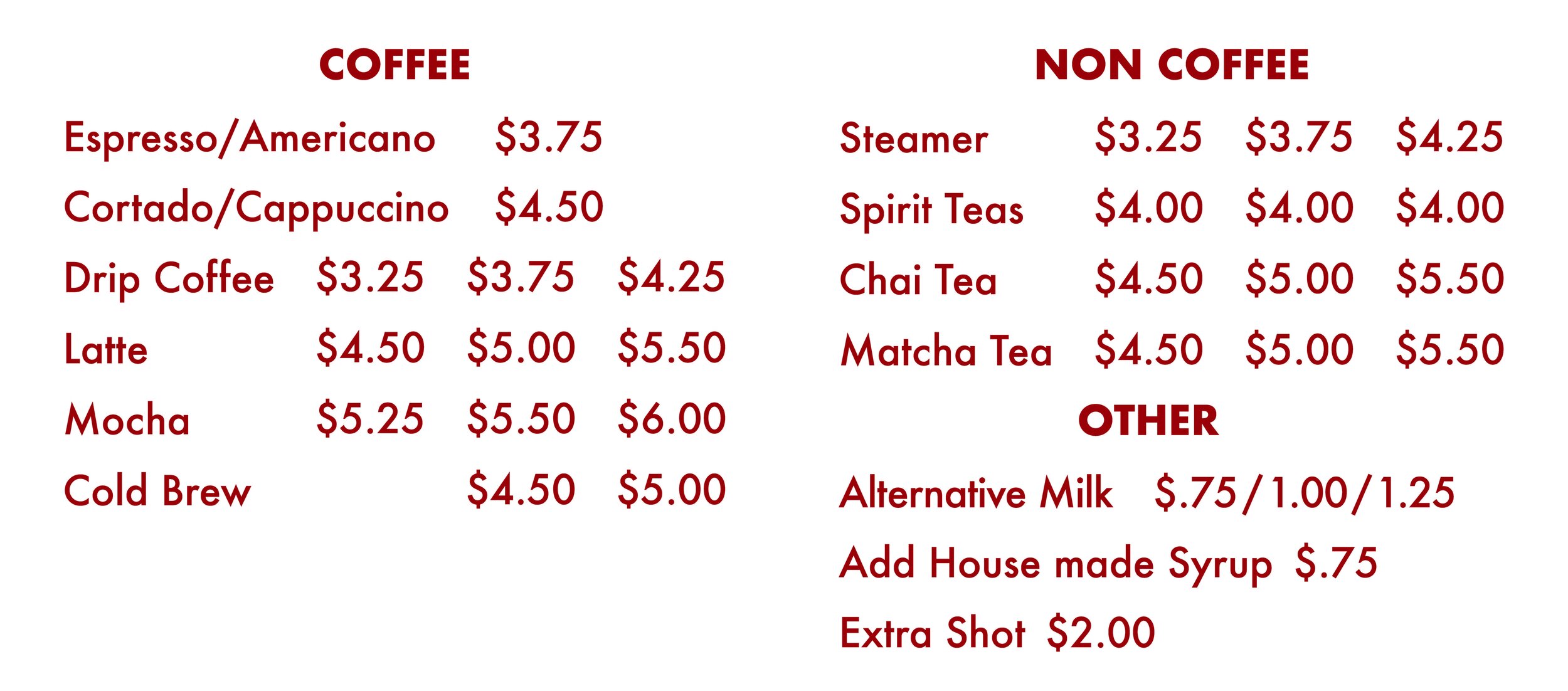 Cafe Cinco Siete Menu