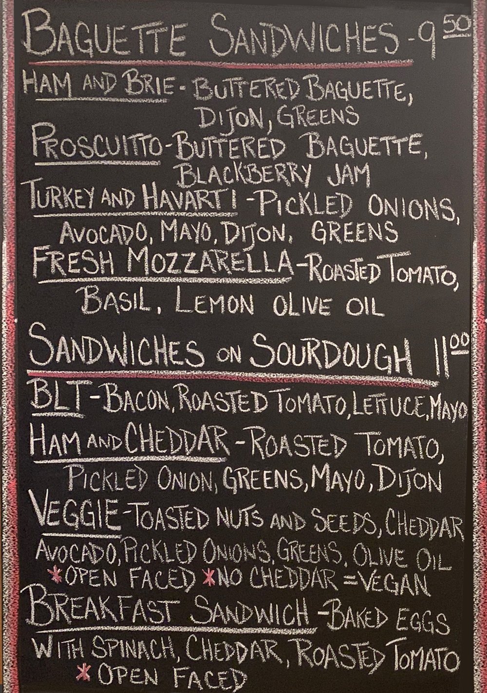 Mt.Hood Baking Company Menu