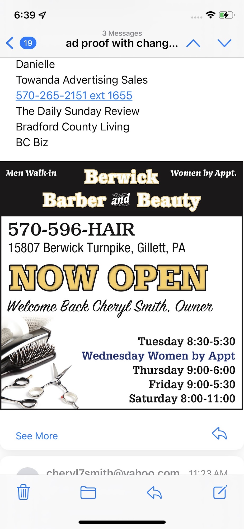 Berwick Barber & Beauty 15807 Berwick Turnpike, Gillett Pennsylvania 16925
