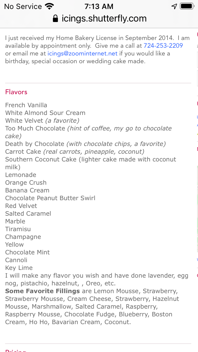 Icings by Linda Menu