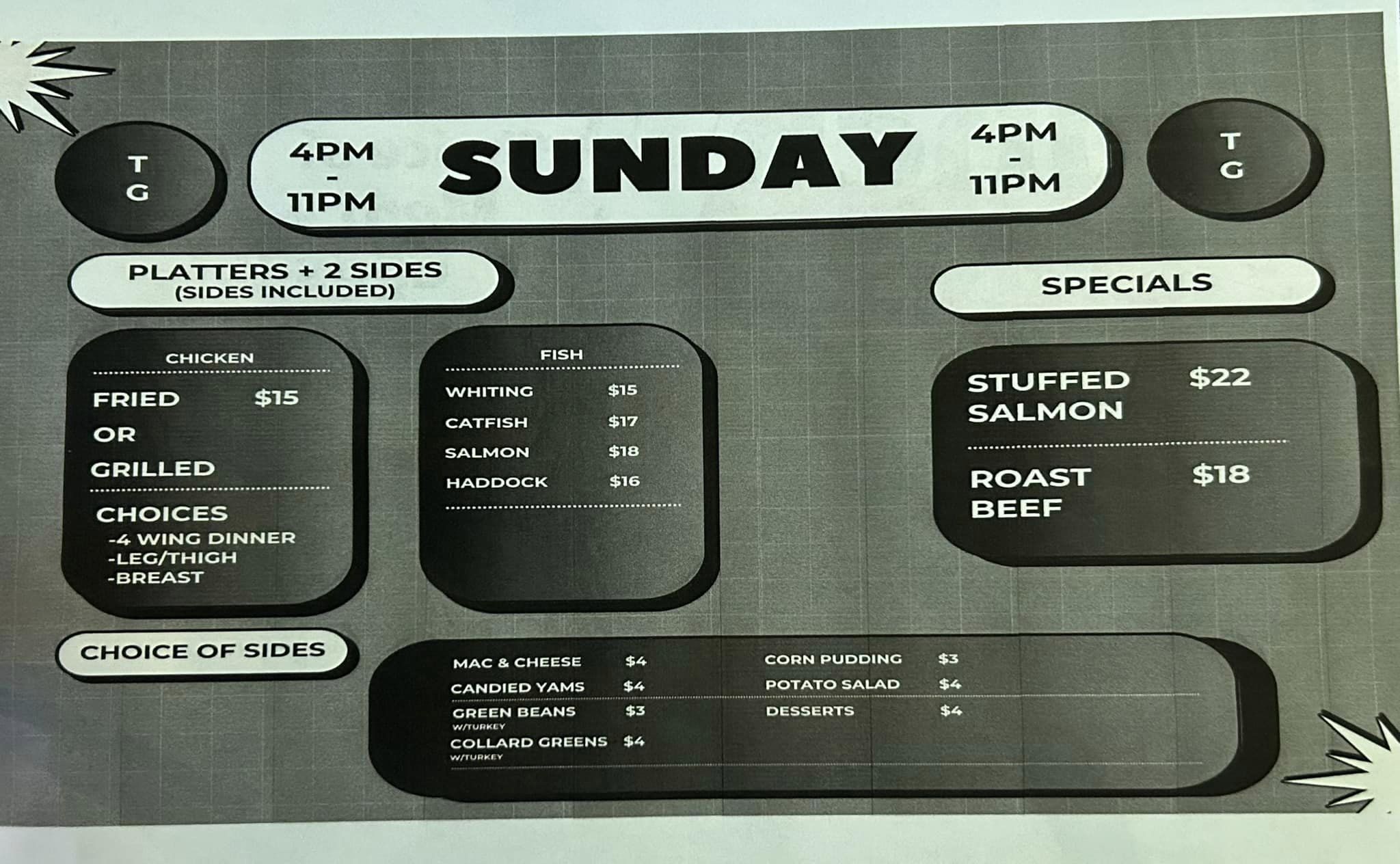 American Legion Post 733 Menu