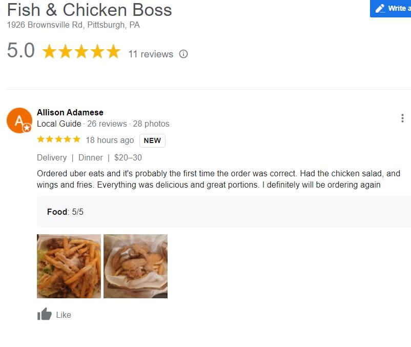 Fish & Chicken Boss Menu
