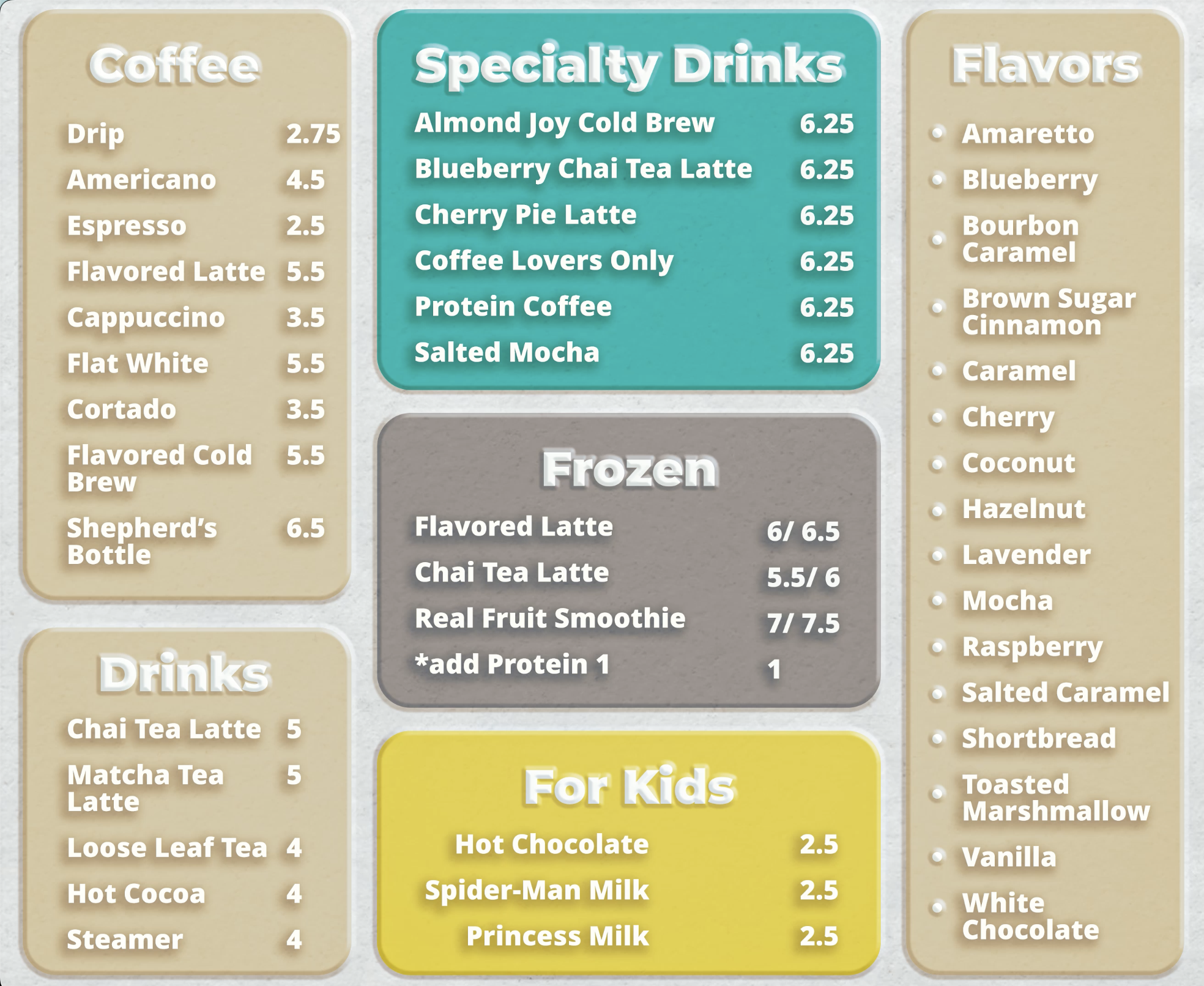Shepherd's Coffee Company - Sprankle's Menu