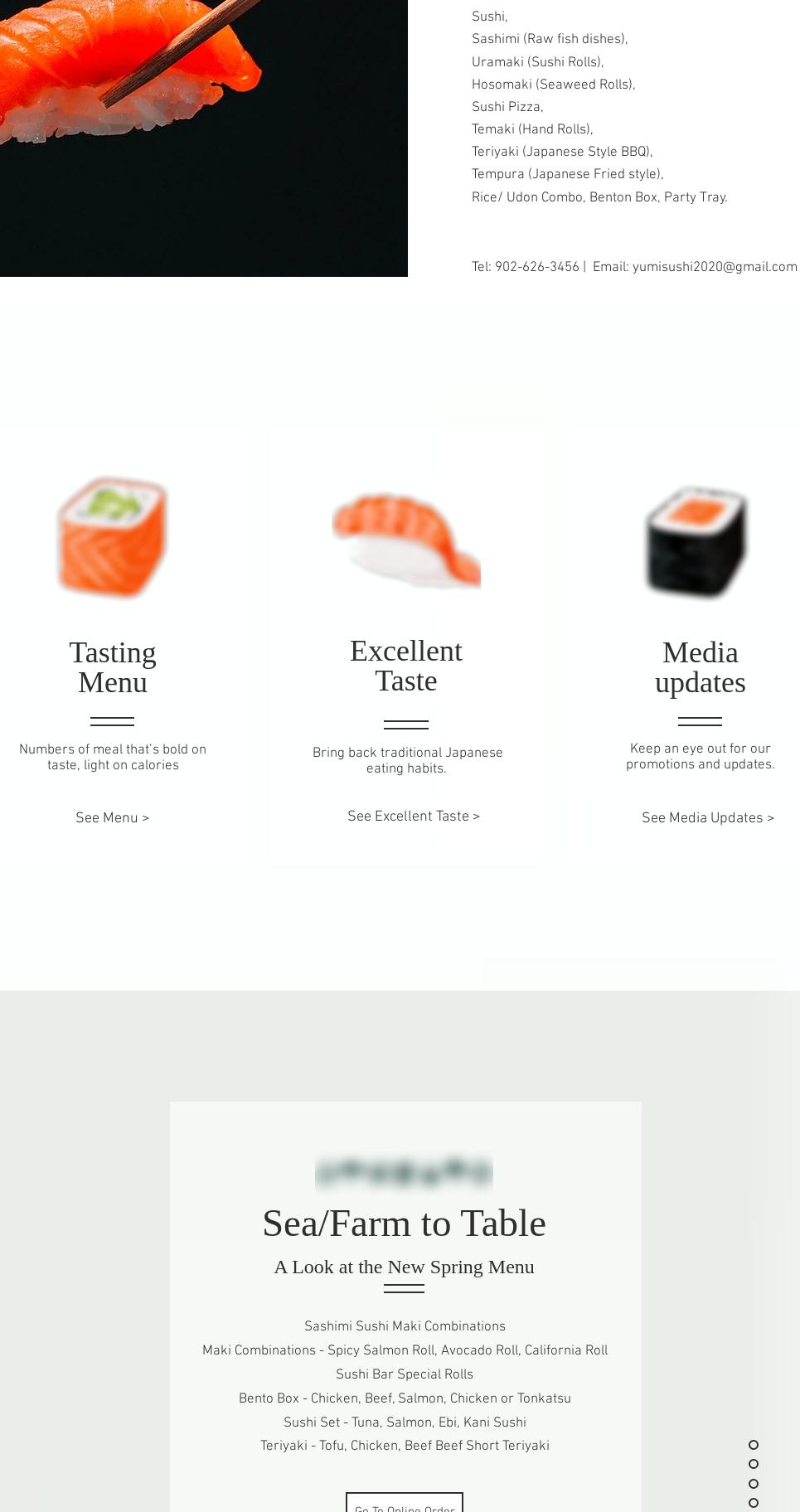 Yumi Sushi Charlottetown Menu