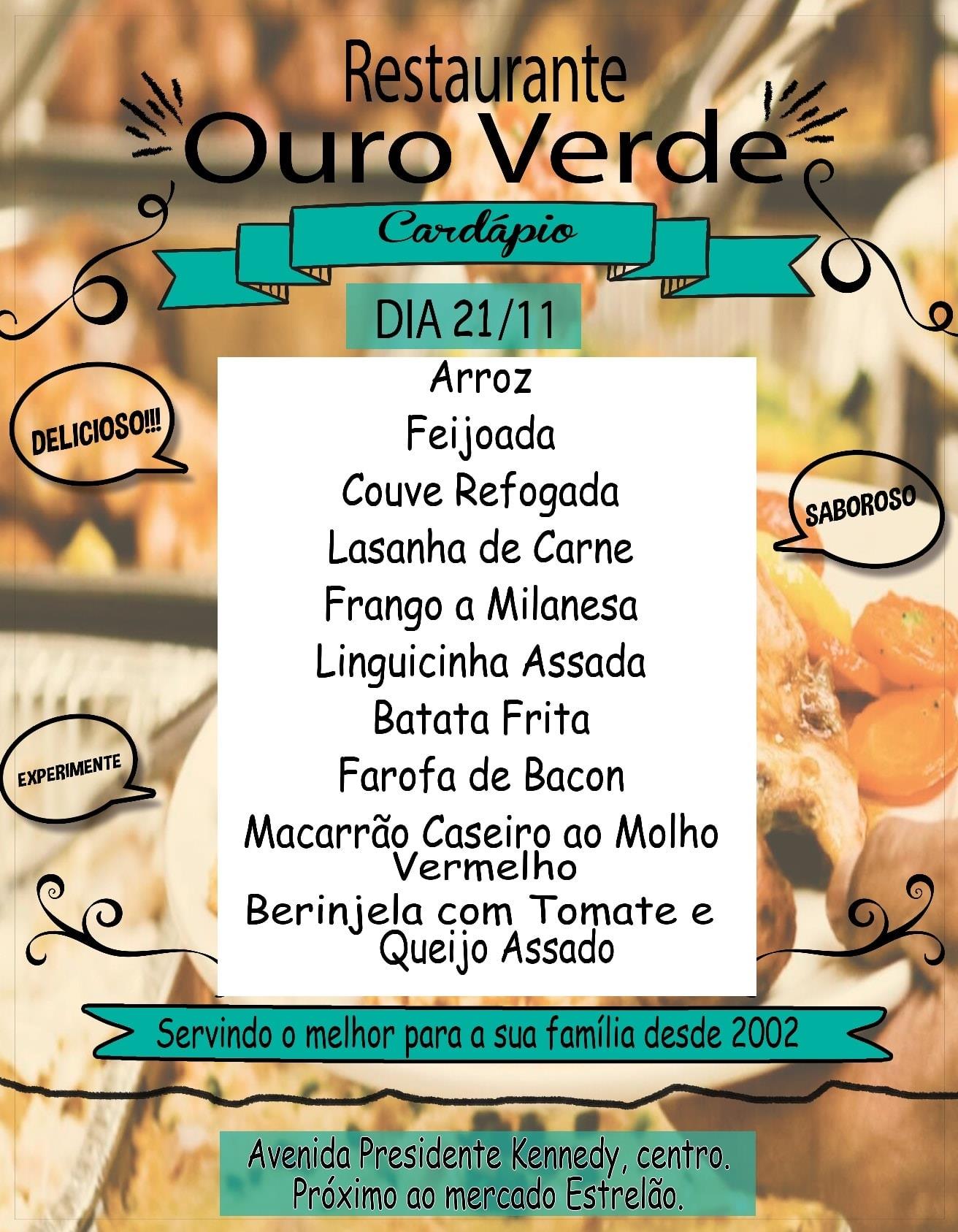 Restaurante Ouro Verde Menu