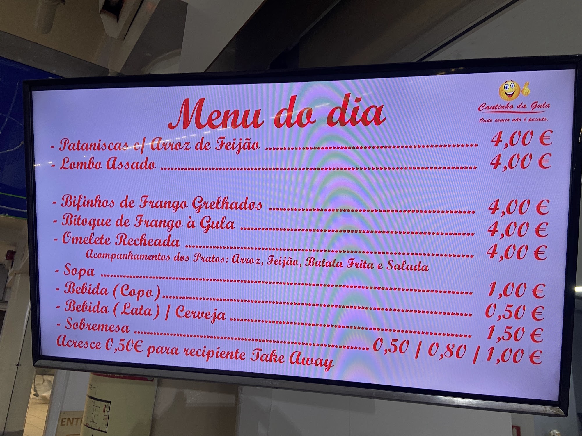 Cantinho da Gula Menu