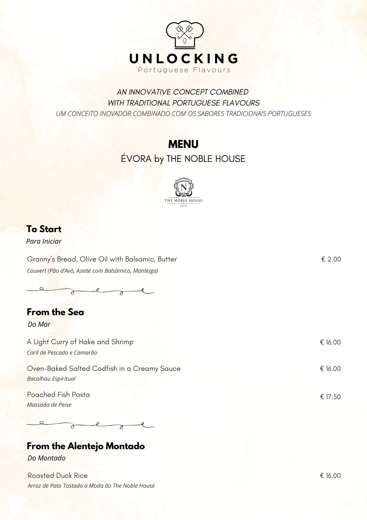 The Noble Bistro Restaurante Menu