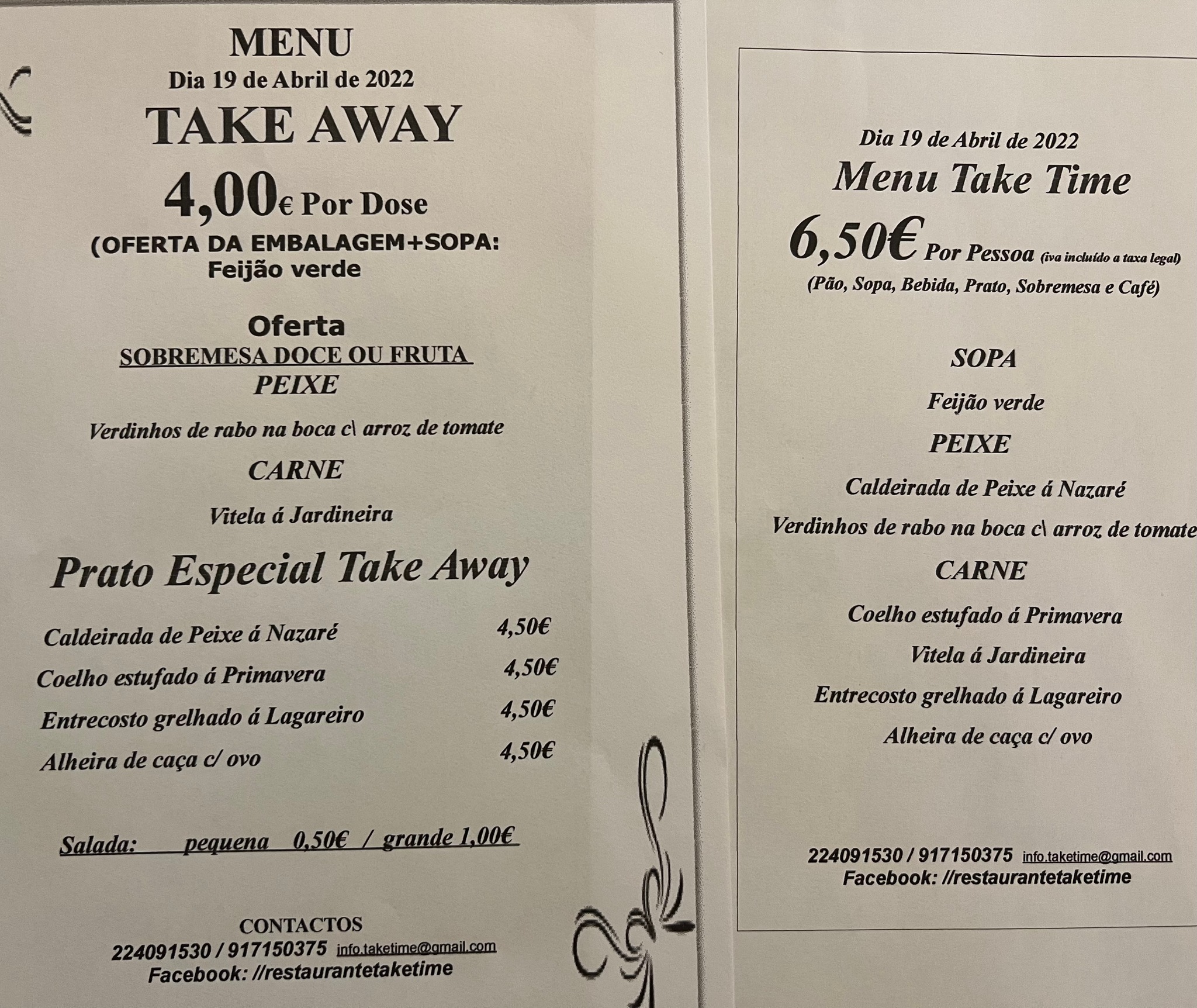 Take Time Menu