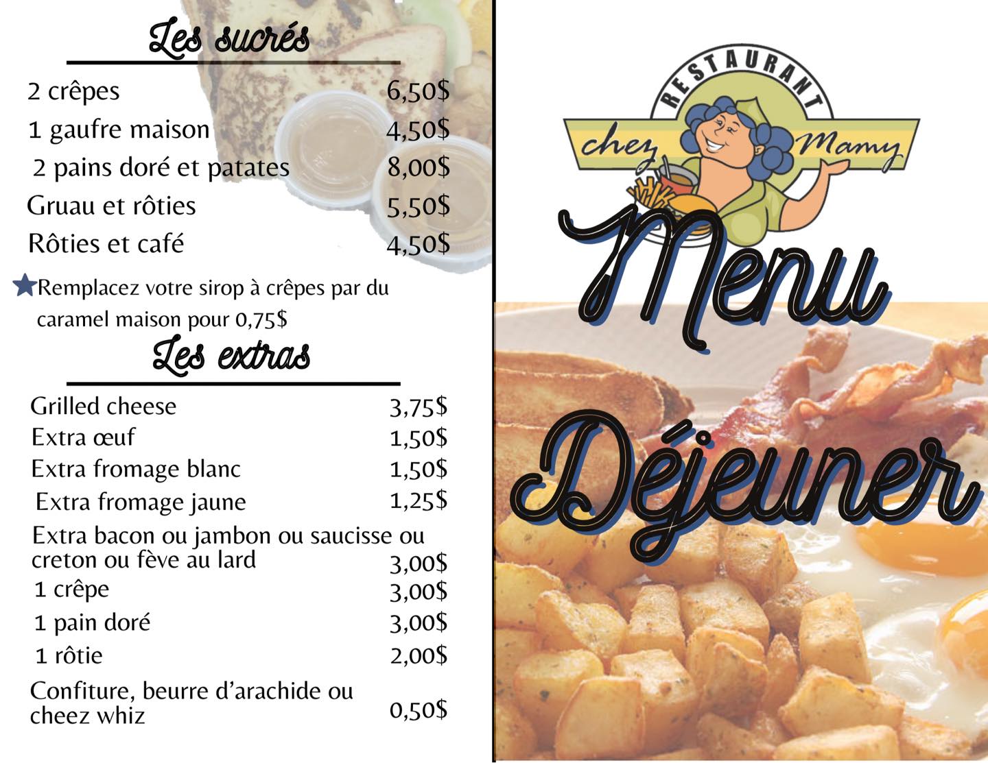 Restaurant Chez Mamy Menu