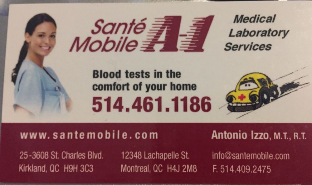 Santé Mobile A-1 Inc. 3608 Saint-Charles Blvd, Kirkland Quebec H9H 3C3