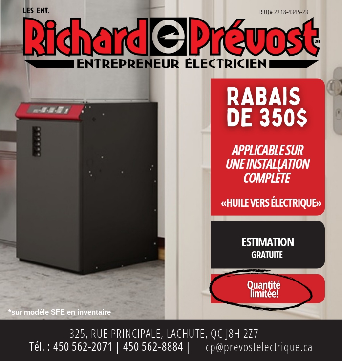 Les Enterprise Electricite Richard Prevost 325 Rue Principale, Lachute Quebec J8H 2Z7