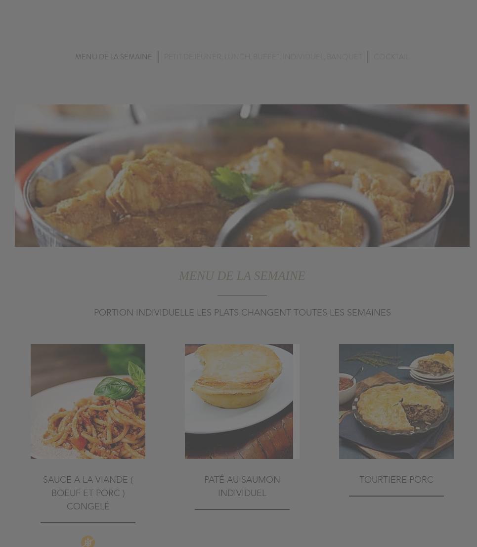 Voyage culinaire Prêt à servir Menu