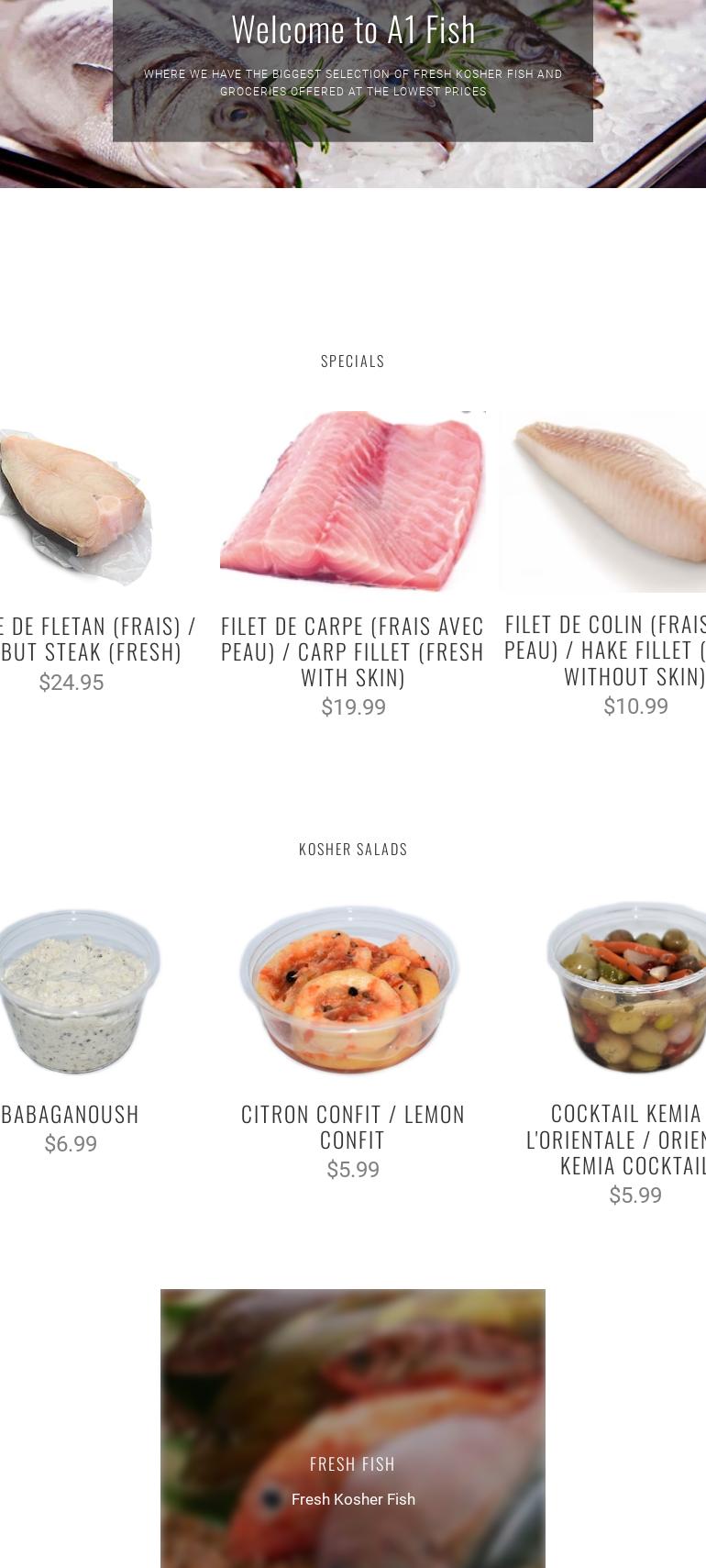 A1 FISH POISSONNERIE - Epicerie / Marché - Kosher Sushi - Wine - Delivery / Livraison Menu