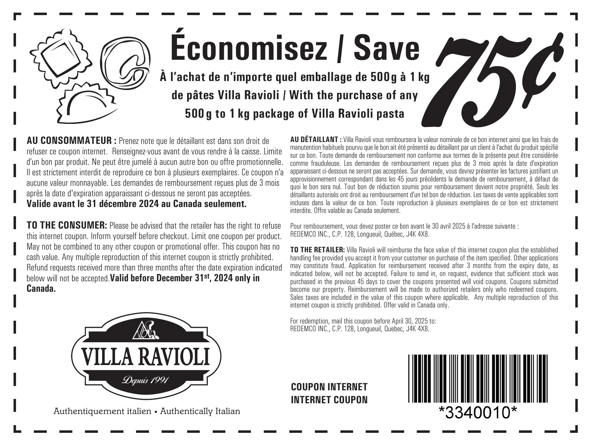 Villa du Ravioli(La) Menu