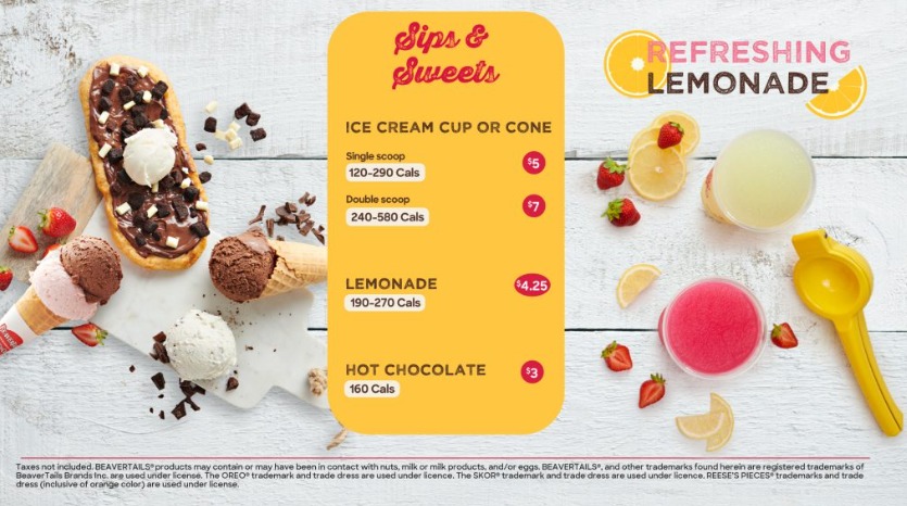 Beaver Tails Menu