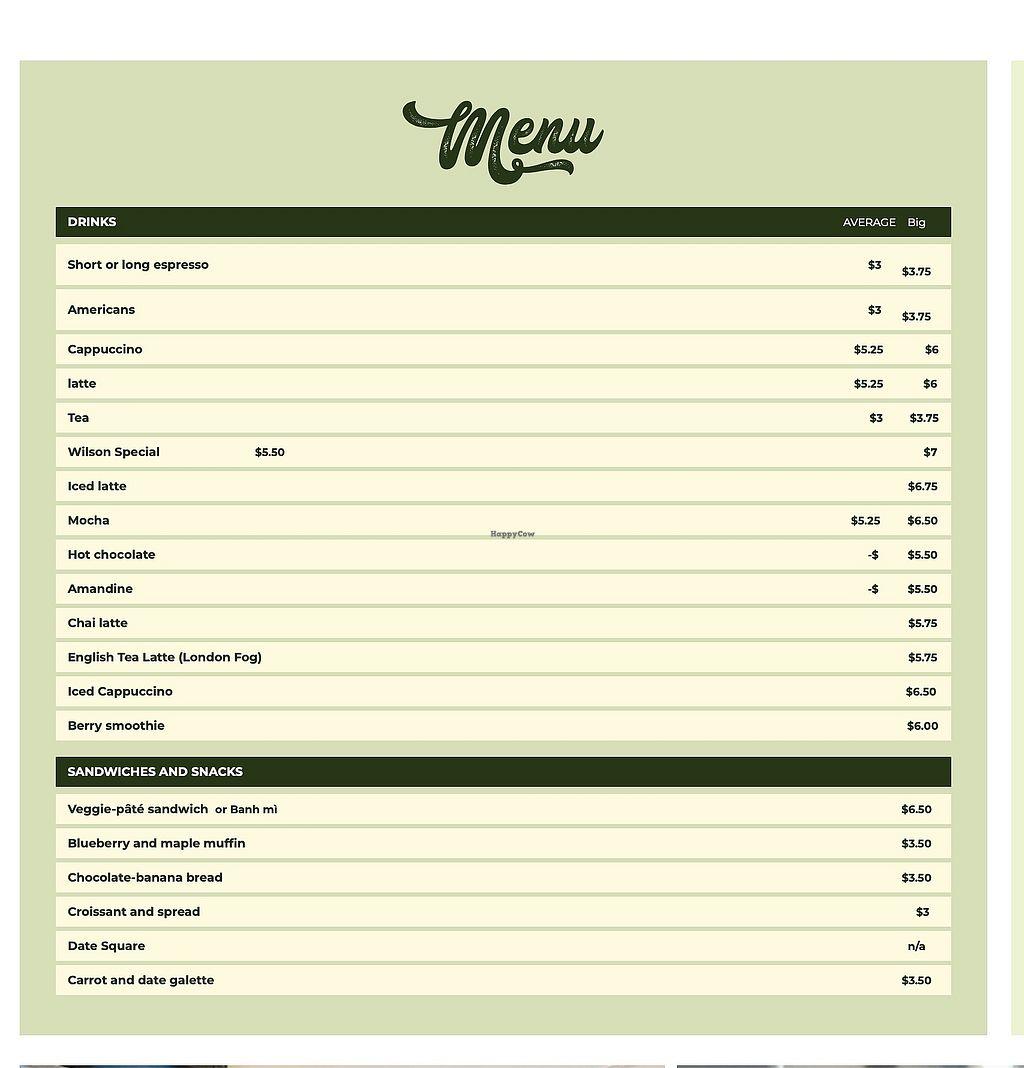Le Wilson café-boutique Menu