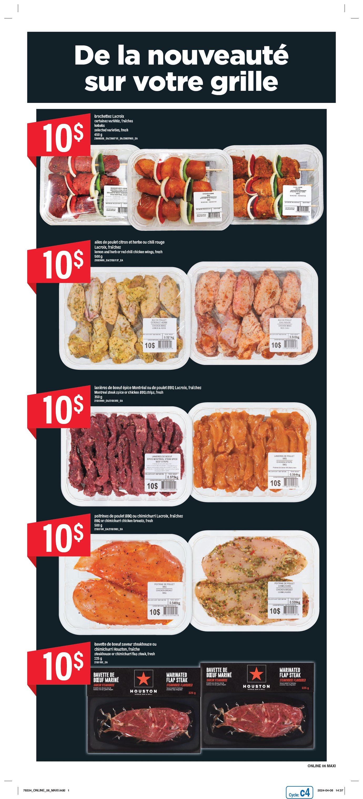 Maxi boulevard Arthabaska Menu
