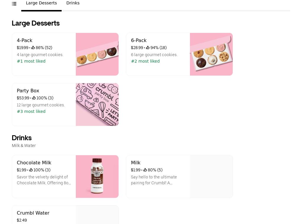 Crumbl - Harbison Menu