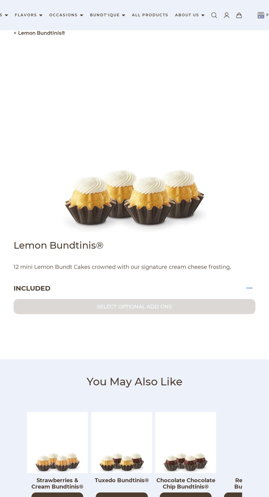 Nothing Bundt Cakes Menu