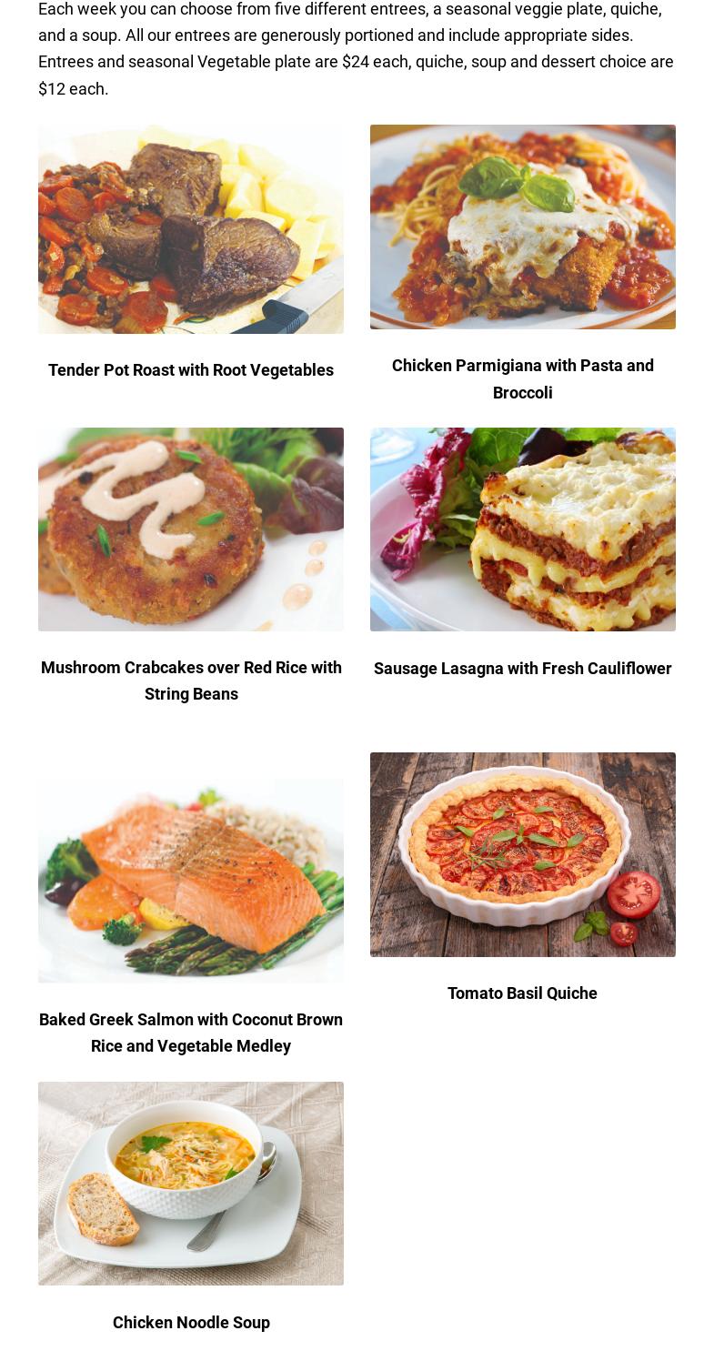 Gourmet Grab and Go Menu