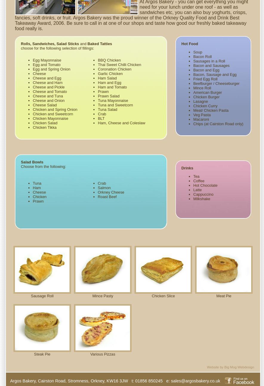 Argo's Bakery Menu