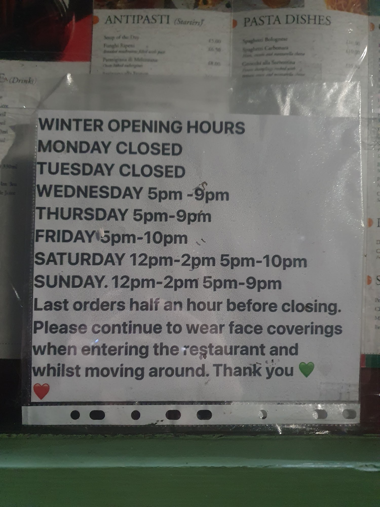 Franco’s Menu