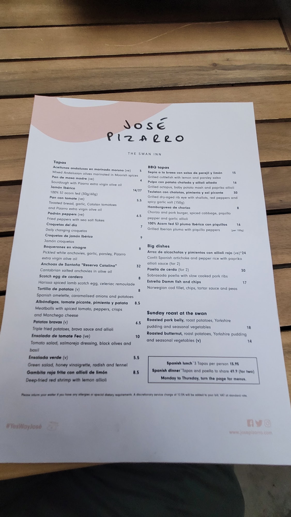 José Pizarro The Swan Inn