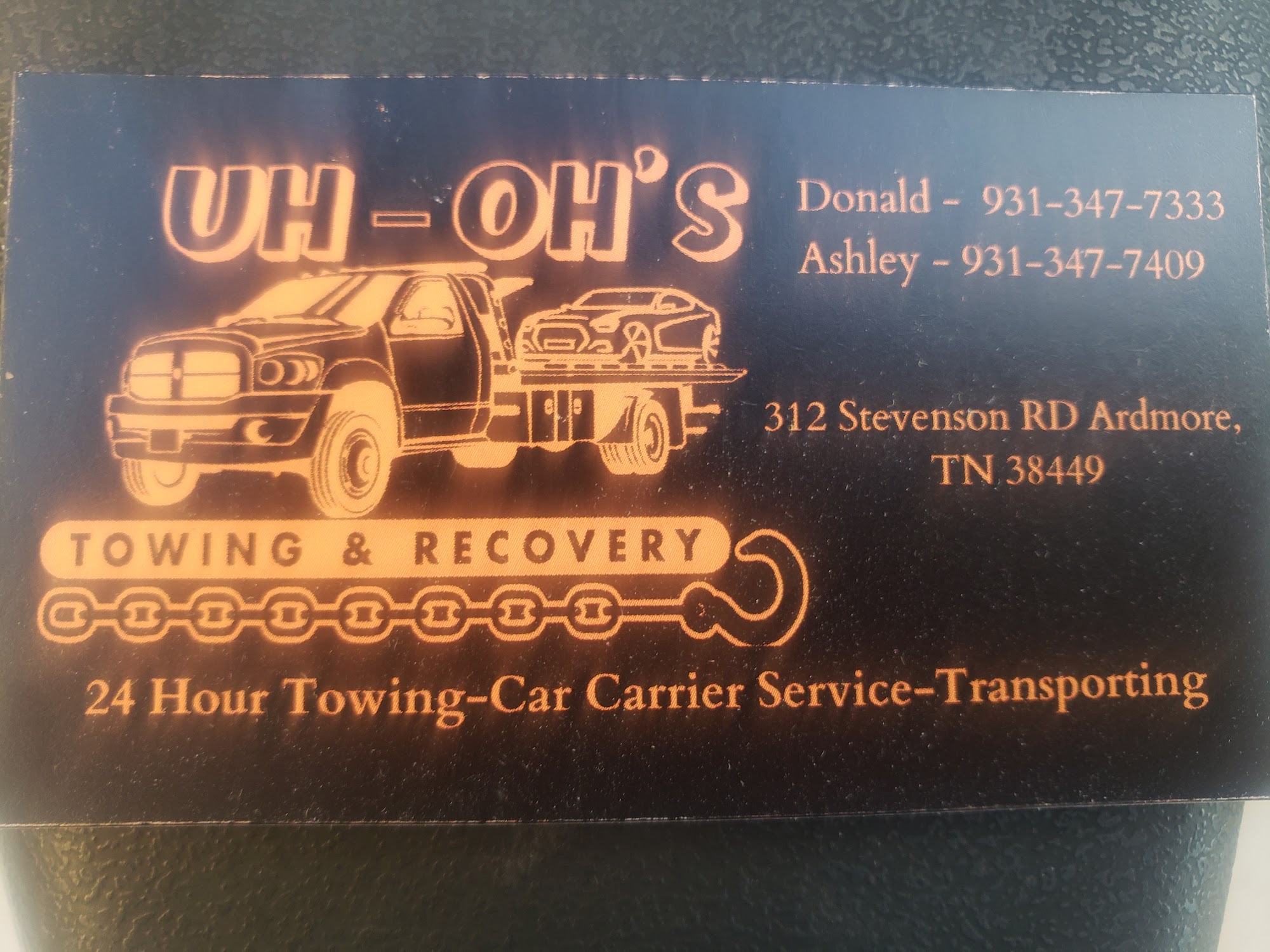 Uh-Oh's Towing and Recovery 312 Stevenson Rd, Ardmore Tennessee 38449