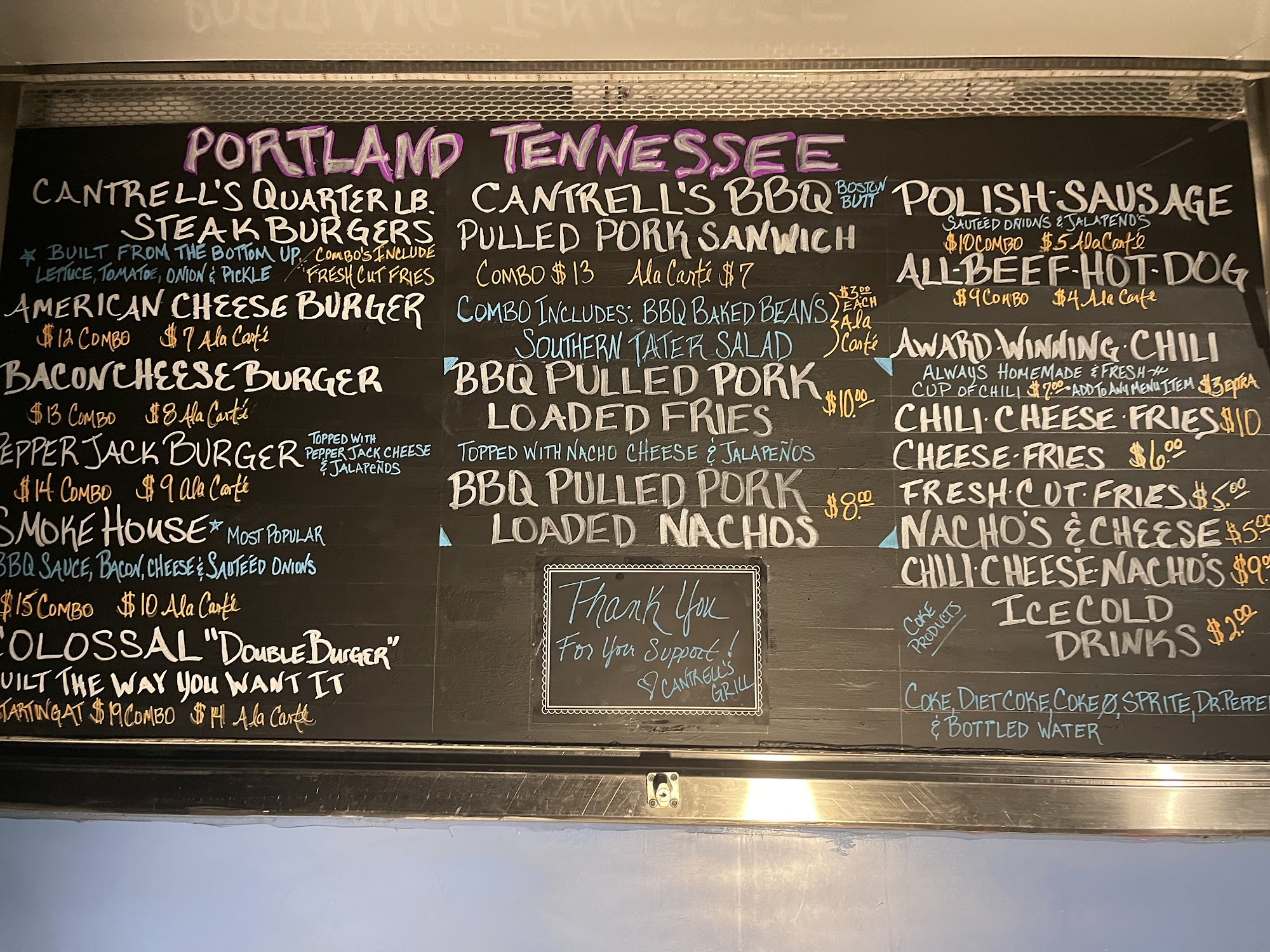 CANTRELL'S GRILL, LLC Menu