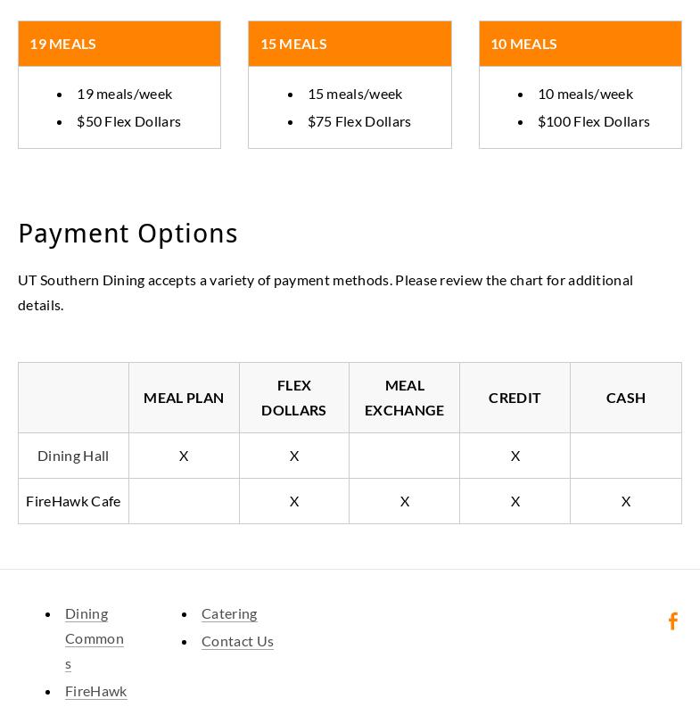 The University of Tennessee Southern Metz Dining Services Menu