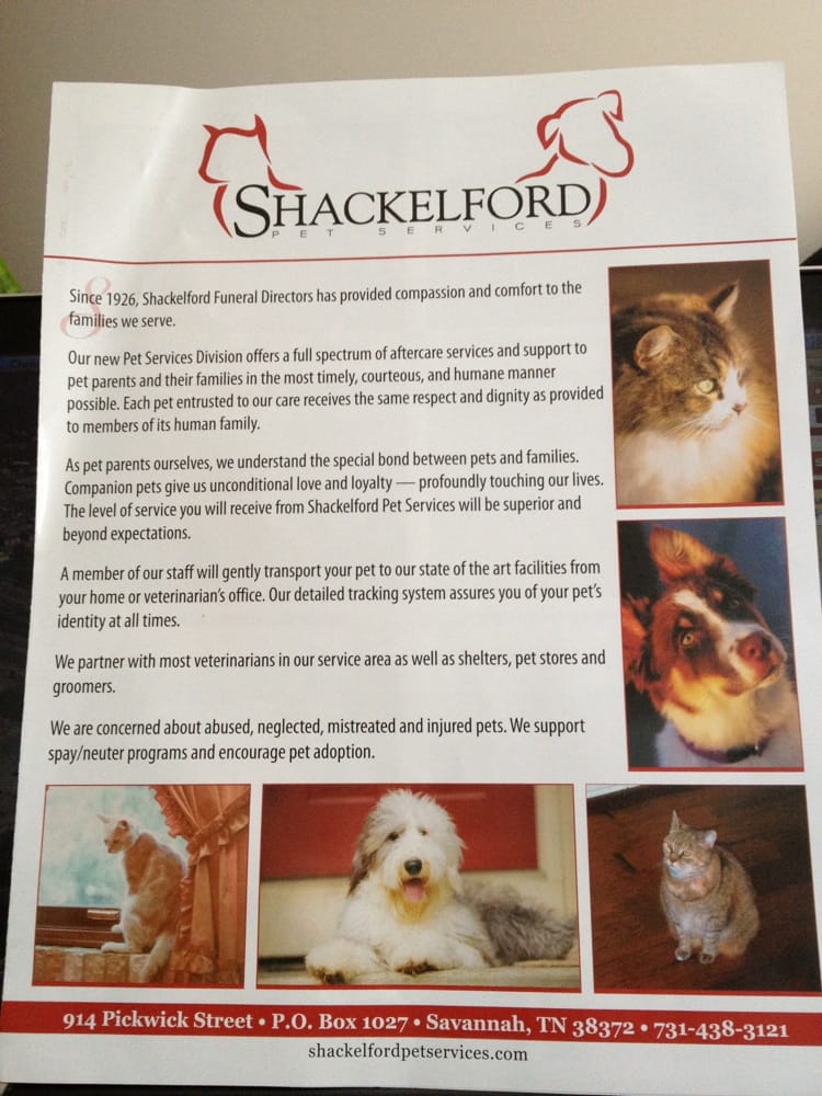 Shackelford Pet Services 452 Church St, Savannah Tennessee 38372