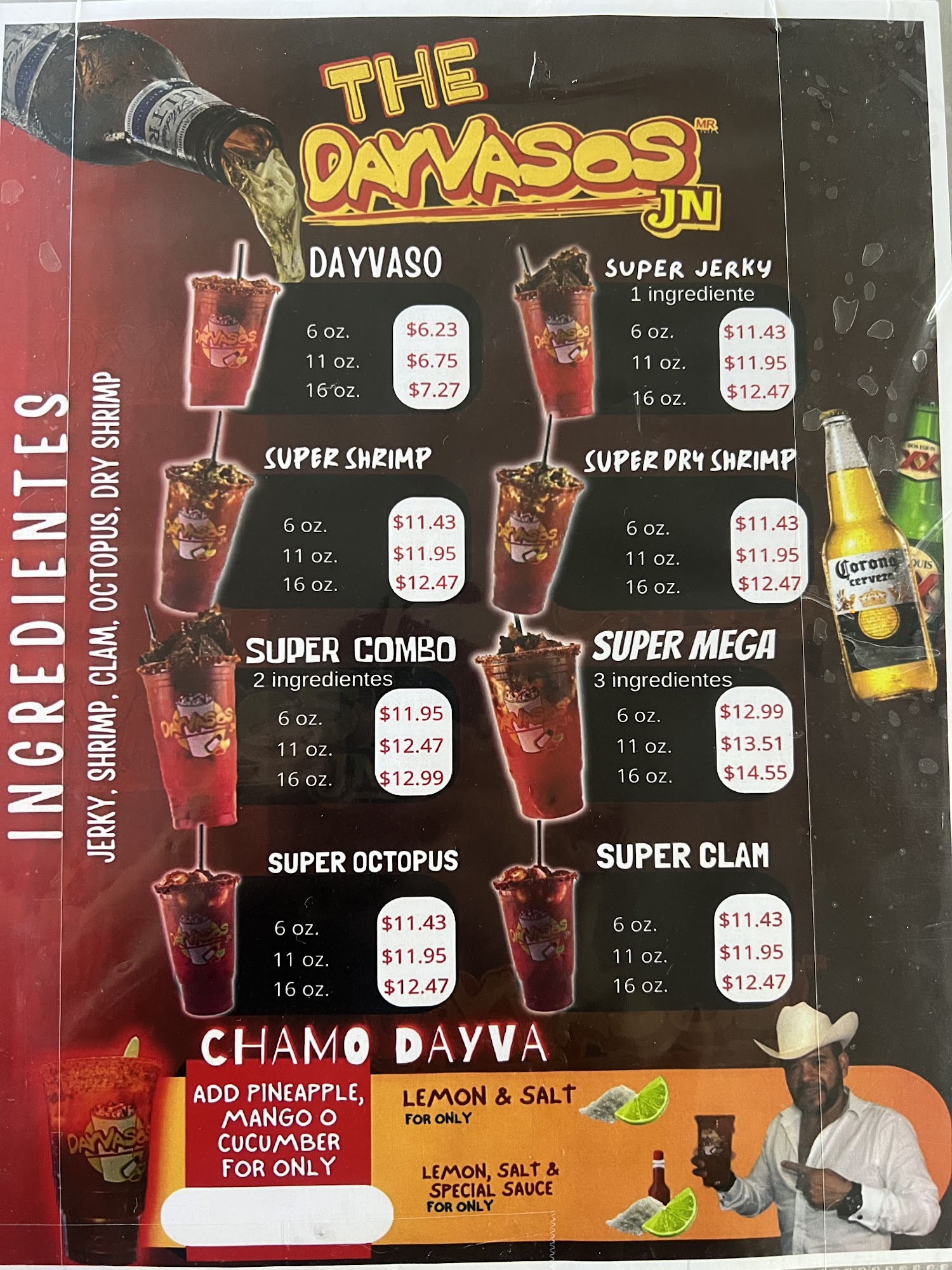 Dayvasos JN Amarillo Menu