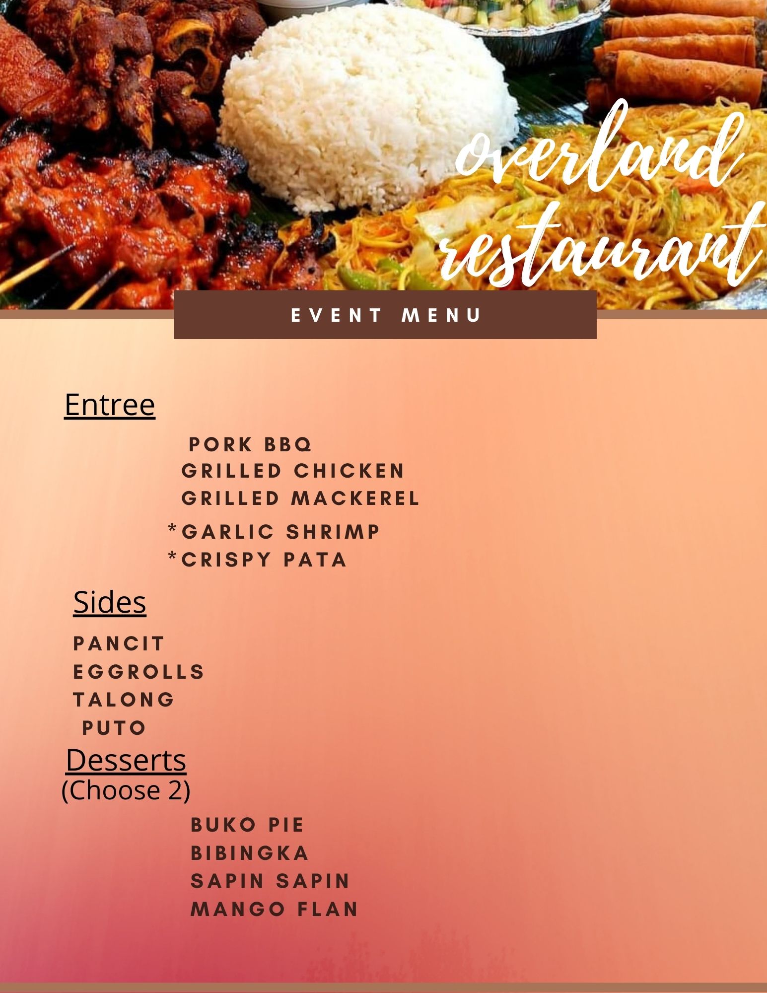 R Lounge Menu