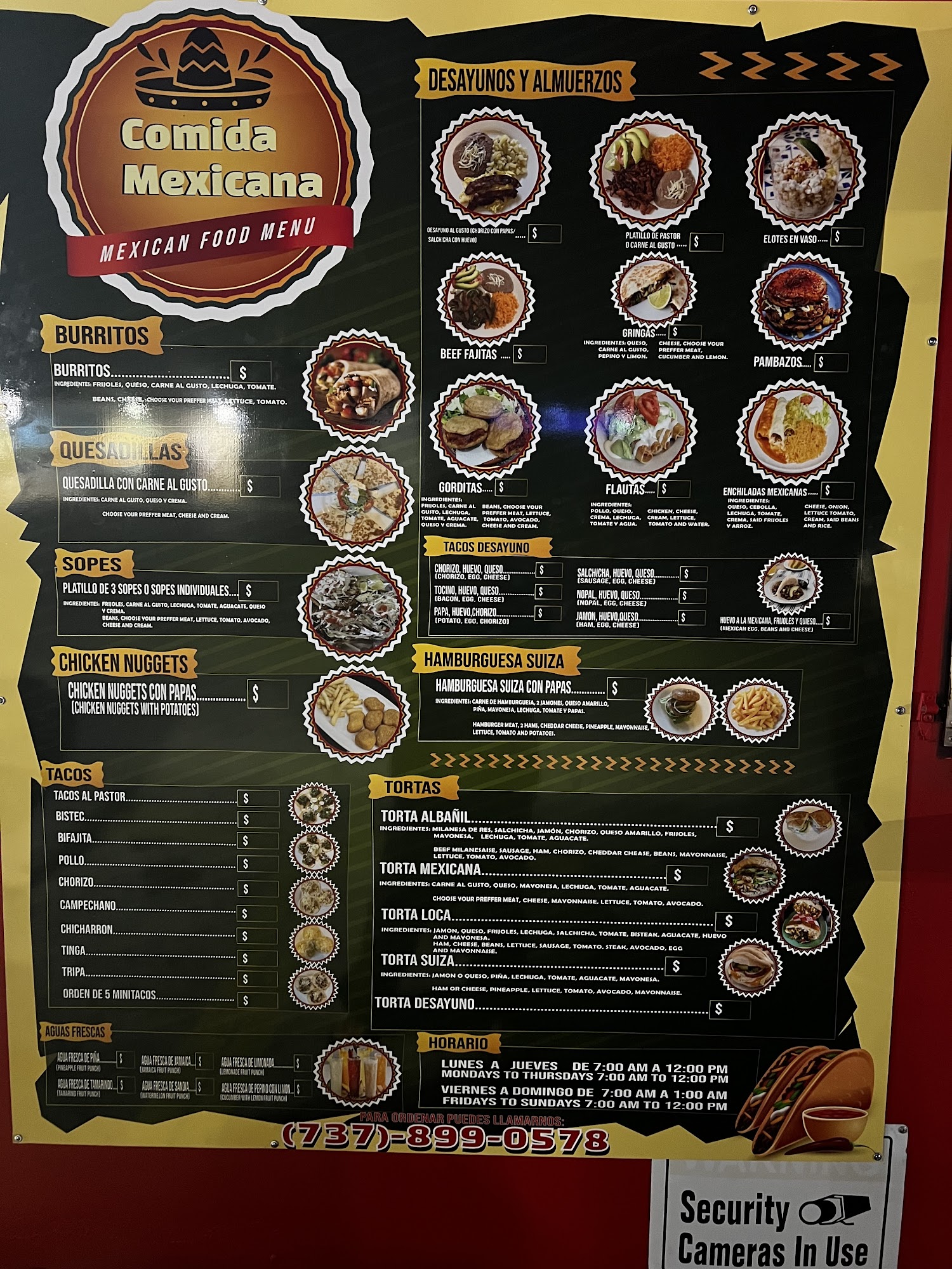 La Torta Loca Menu