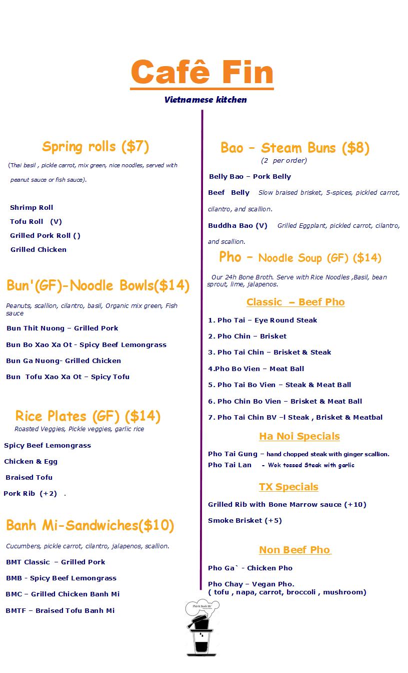 Cafê Fin Menu