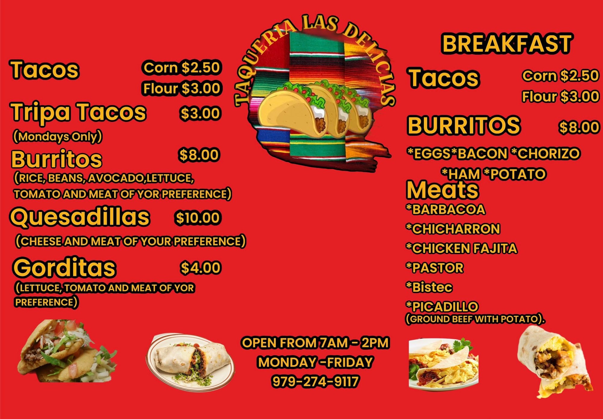 Taqueria las delicias Menu