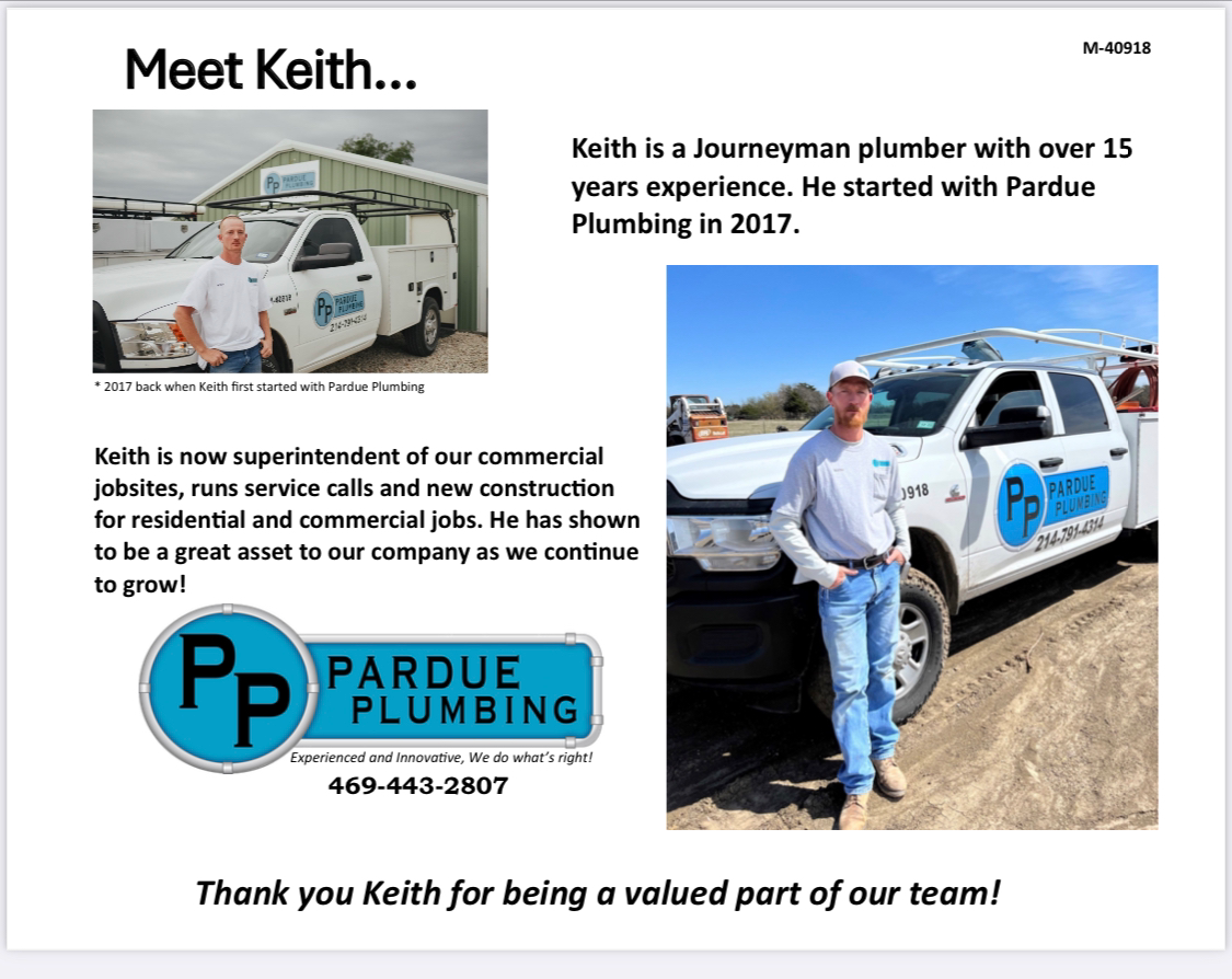 Pardue Plumbing, LLC 5201 Co Rd 2720, Caddo Mills Texas 75135