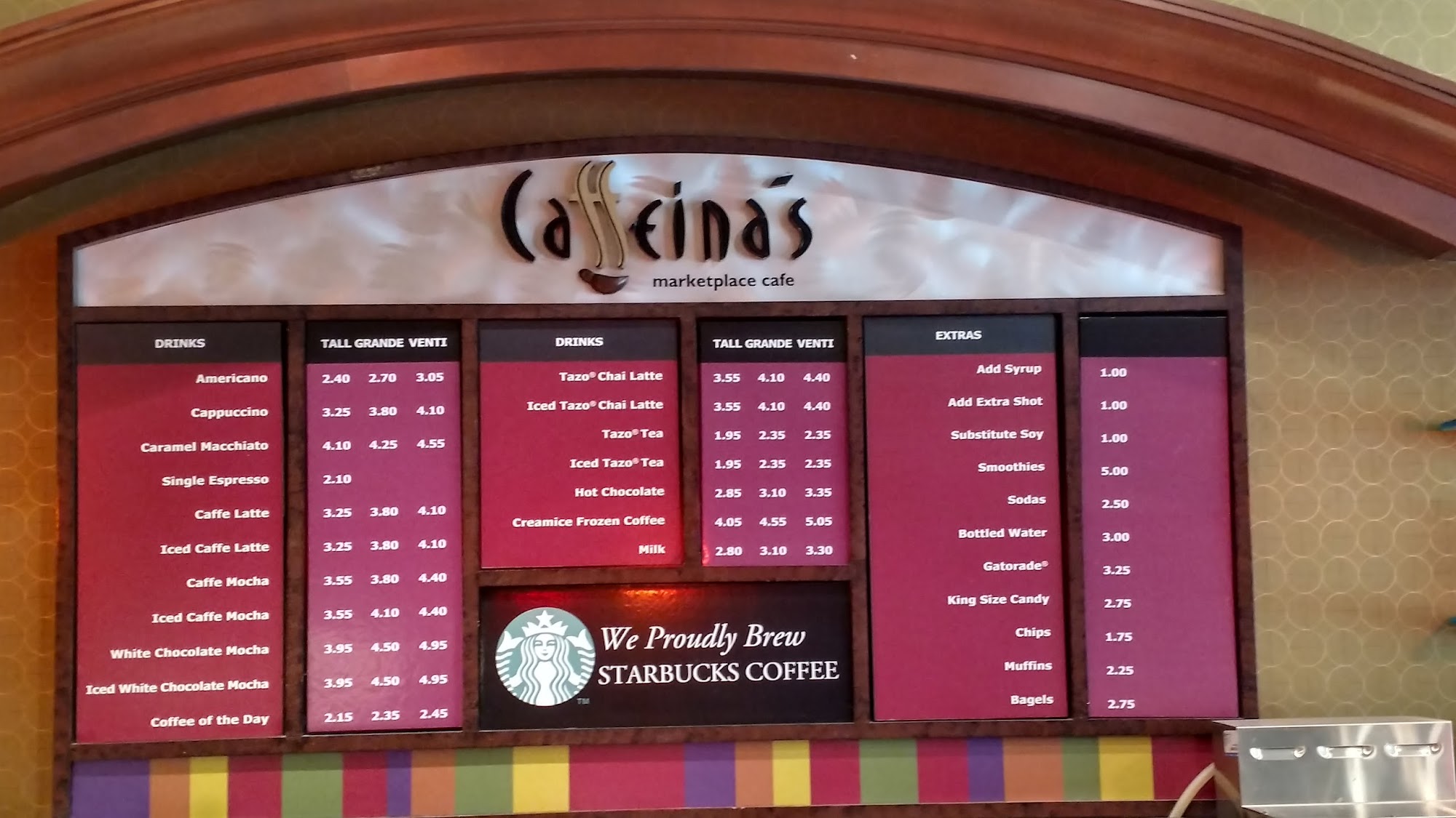 Caffeinás - Embassy suites Menu