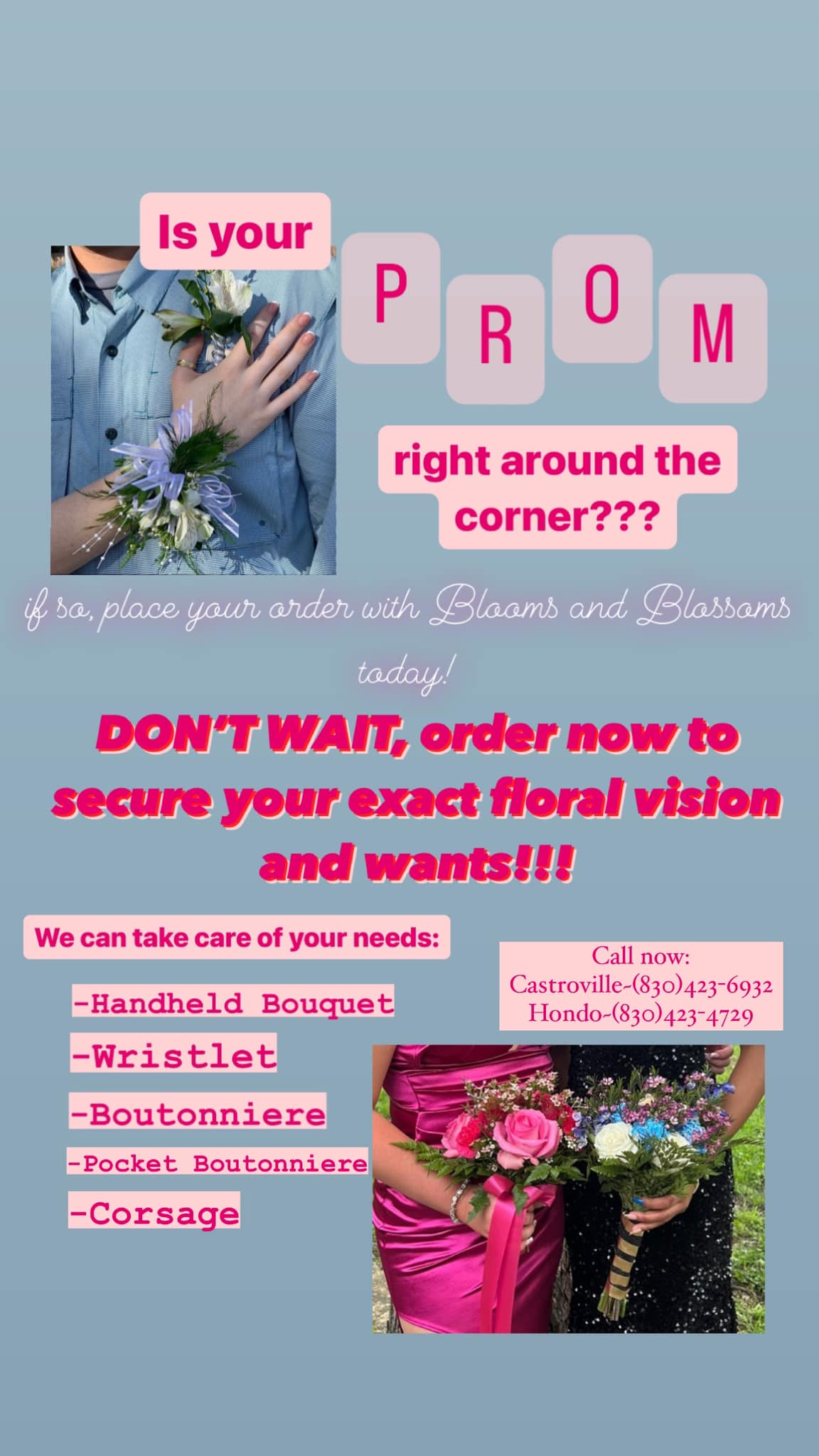 Blooms & Blossoms Floral Shop & Tuxedos 1620 Ave M, Hondo Texas 78861