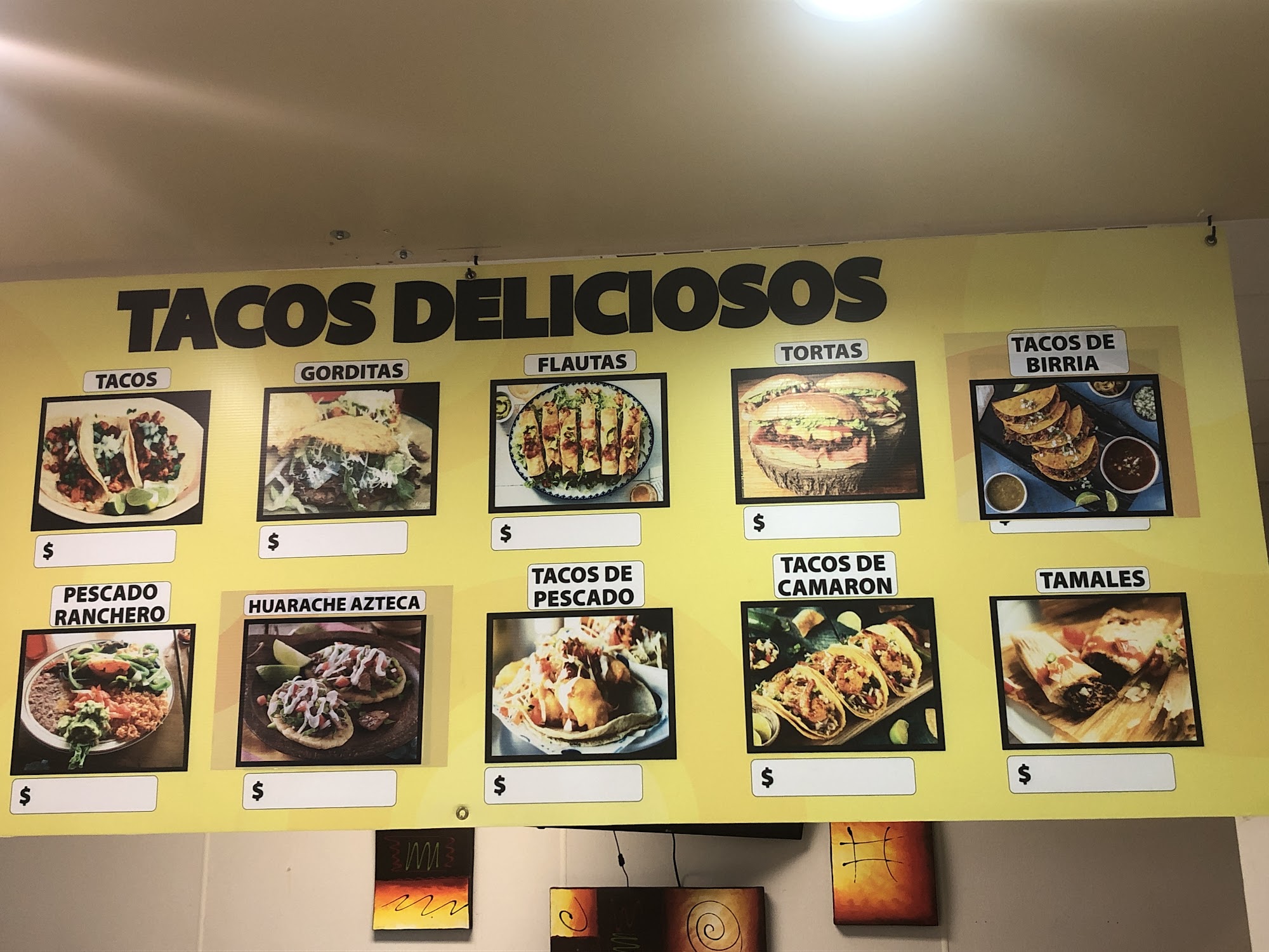 Tacos deliciosos Menu
